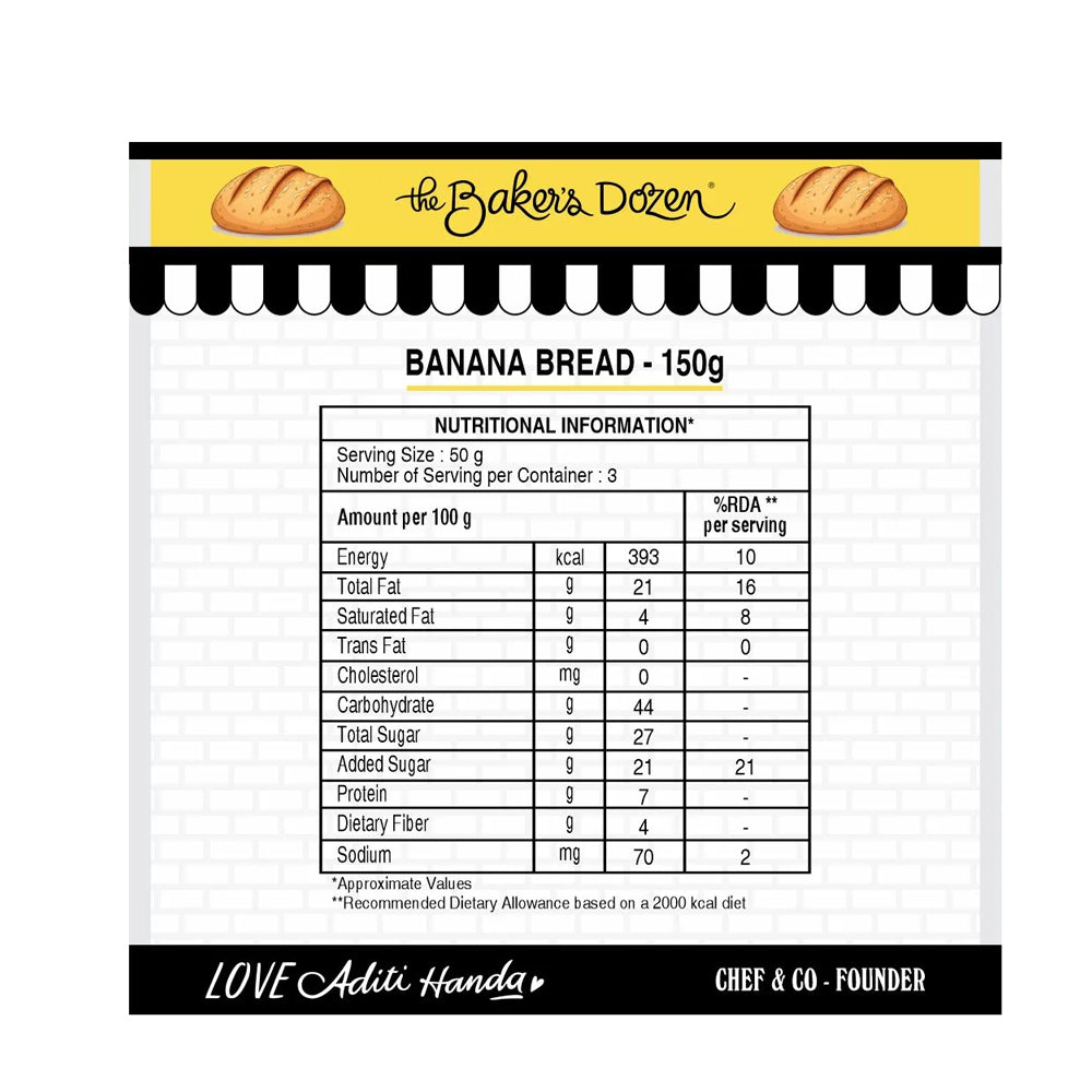 The Baker's Dozen Banana Bread 100% Wholewheat 150g