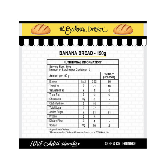 The Baker's Dozen Banana Bread 100% Wholewheat 150g