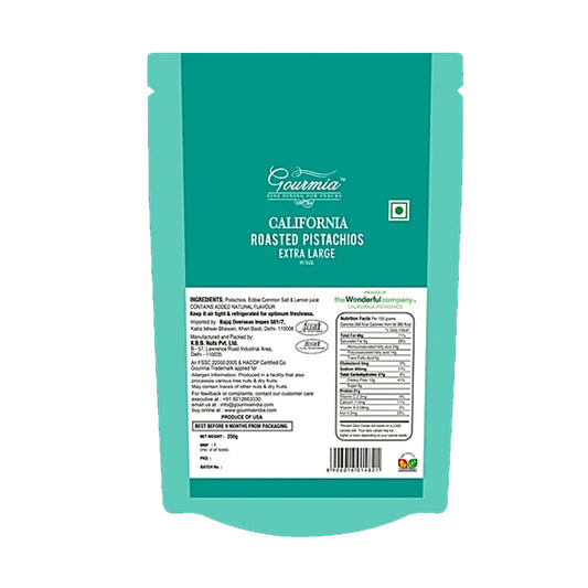 Gourmia Pistachios - Roasted, California, Lightly Salted, Extra Large, 200 g
