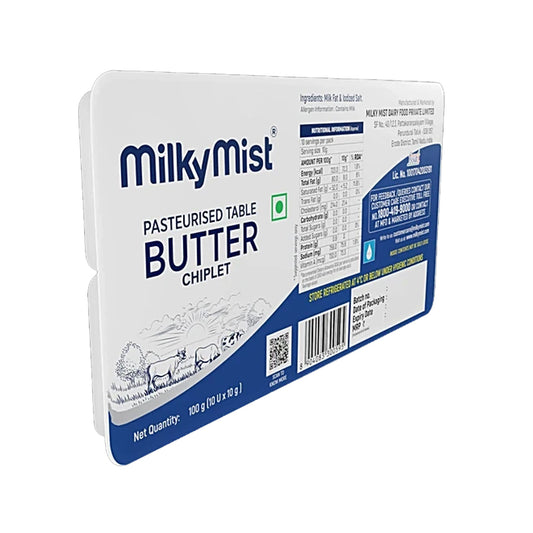 Milky Mist Pasteurised Table Butter Chiplet, 100 g (10 Units x 10 g each)