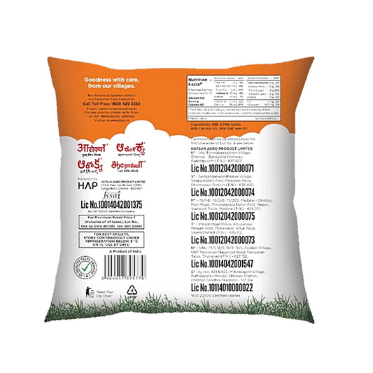 Arokya Full Cream Milk, 500 ml Pouch