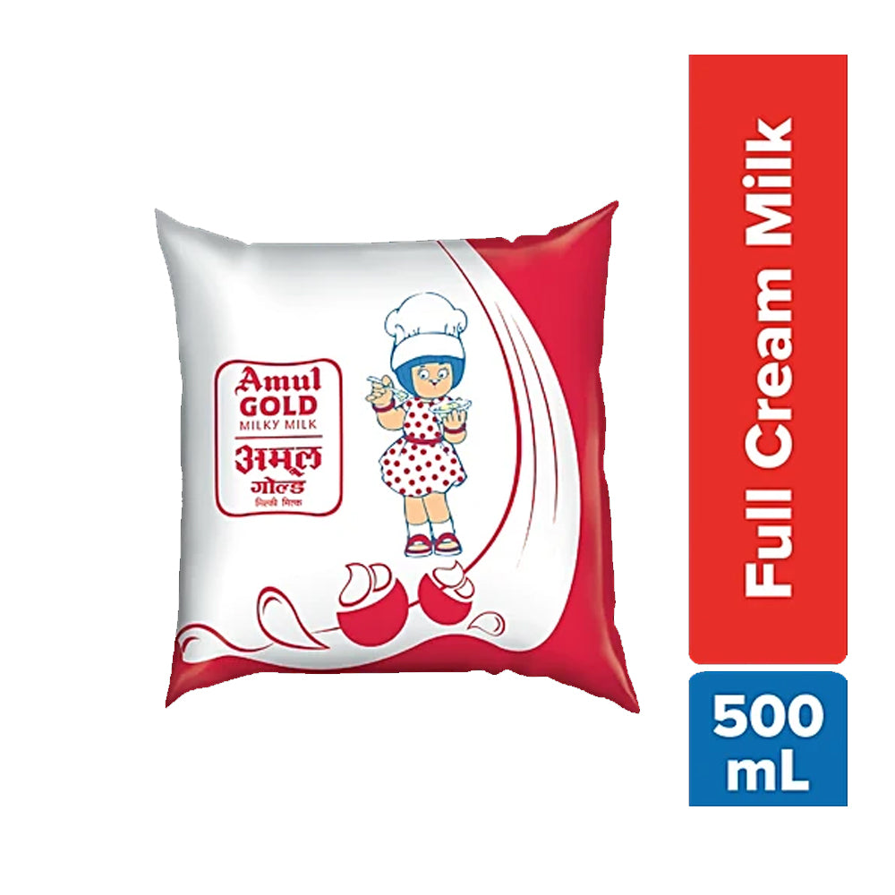 Amul Gold Full Cream Milk, 500 ml Pouch – My Store