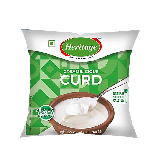 Heritage Creamilicious Curd - Thick & Creamy, Natural Source Of Calcium, 500 g Pouch