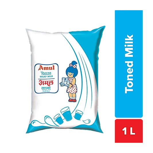 Amul Taaza Milk, 1 L Pouch