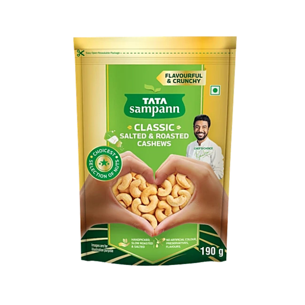 Tata Sampann Classic Salted & Roasted Cashews/Kaju, 190 g