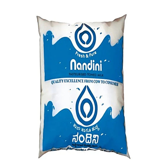Nandini Pasteurised Toned Milk, 1 L Pouch