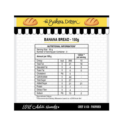 The Baker's Dozen Banana Bread 100% Wholewheat 150g