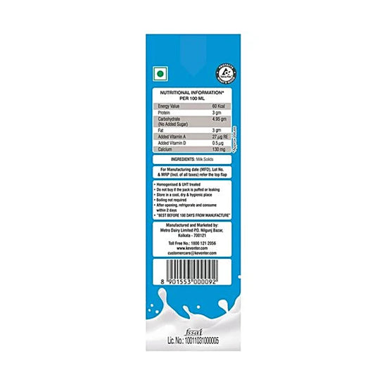 Keventer Homogenised & UHT Treated Toned Milk, 1 L Carton